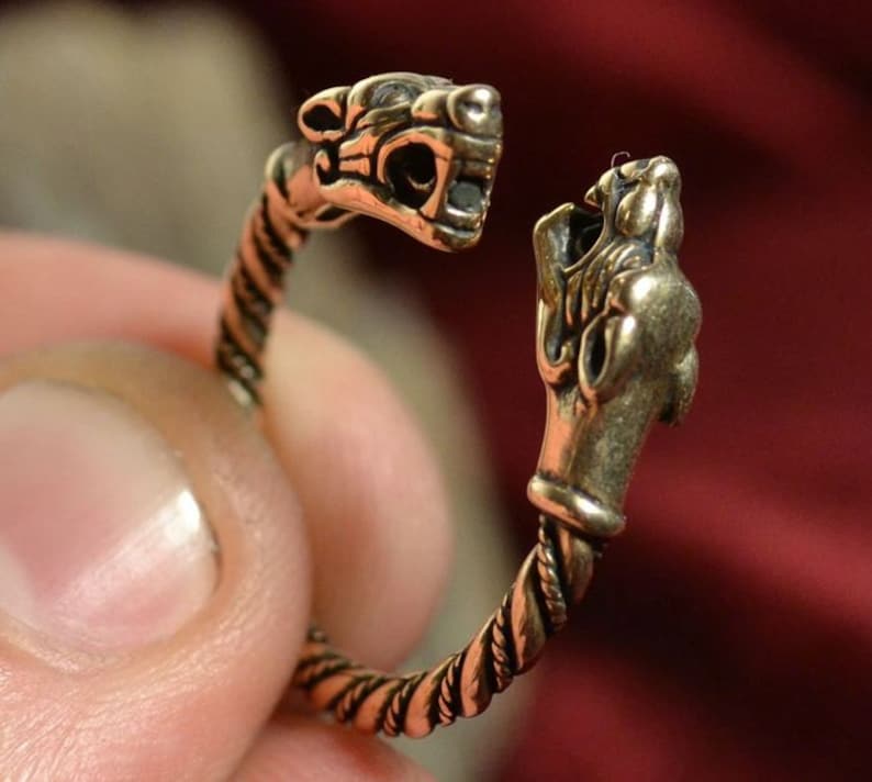 Viking WOLF Head BRONZE Ring Celtic Pagan Jewelry Jewellery Rings Asatru Iceland Artisan image 5