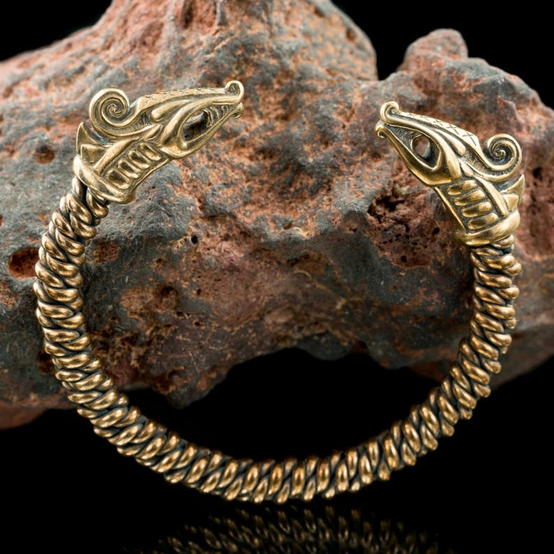 RAGNAR Jelling VIKING BRACELET Dragon Bronze Knit Knitted Etsy