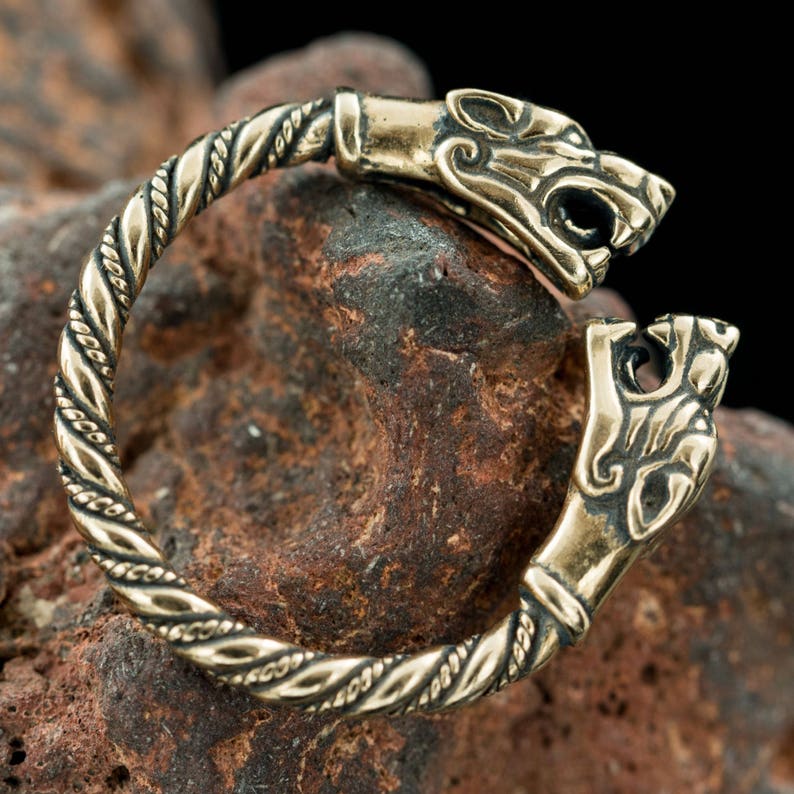 Viking WOLF Head BRONZE Ring Celtic Pagan Jewelry Jewellery Rings Asatru Iceland Artisan image 1