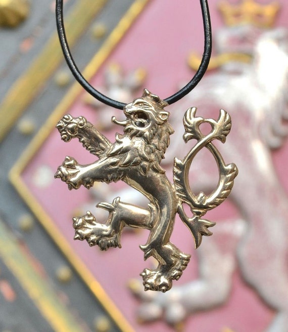 Medieval Bohemian LION Pendant Necklace Middle Ages Bronze Jewel