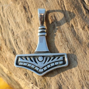 ROLF Sterling Silver Thor&#39;s Hammer Pendant Thor Necklace Pagan Viking Vikings Sterling Jewel Jewellery Jewelry Asatru Medieval Norway Sca