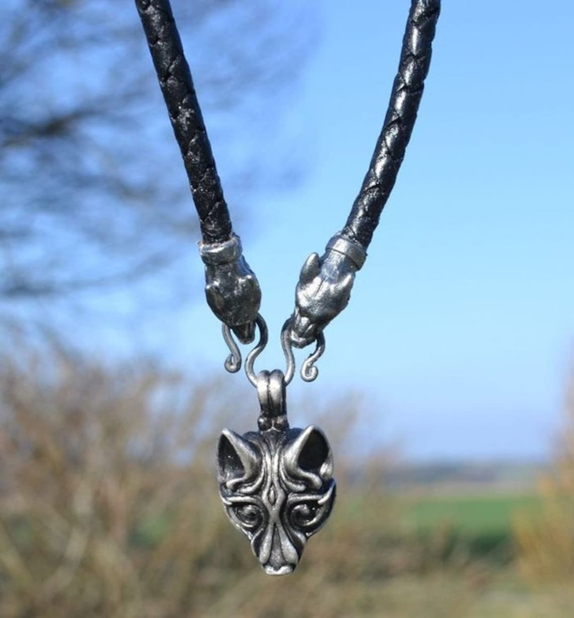 Pewter Viking WOLF Head Necklace Celtic Pagan Jewelry Etsy