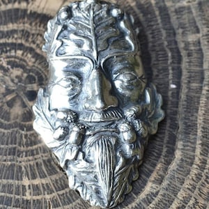 OAK Greenman Sterling SILVER PENDANT Necklace Pagan Green Man Greenmen Jack in the Green Pagan God Cernunnos Celtic Celts Jewel Jewelry