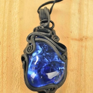 BLUE POWER Fantasy Glass Pendant Necklace Jewelry Jewellery SCA