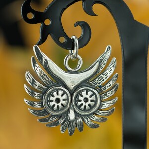 STEAMPUNK Silver OWL PENDANT Jewelry Jewellery Jewellry Necklace Charm Talisman Amulet Sterling Ag Bird Barn Wise Perseus Owl Ancient Jewel