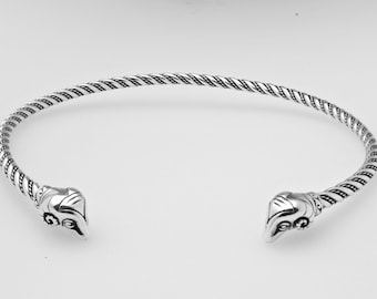 RAM TORQUES Torc Silver Beast Head Collector's Own Original Design for Vikings Series History Channel Drakkar Artisan