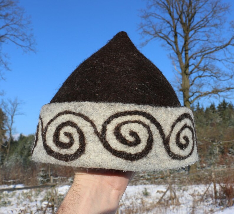Gorro de fieltro sombrero a mano bommelmütze invierno gorro LARP lana de oveja la edad media