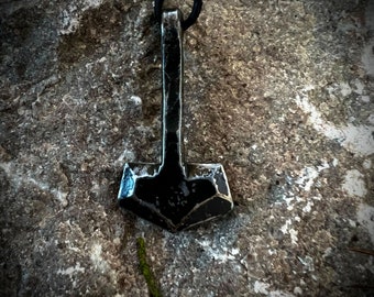 HELVEGEN Forged THOR's HAMMER Pendant Necklace Viking Mjollnir Mjolnir Mjolner
