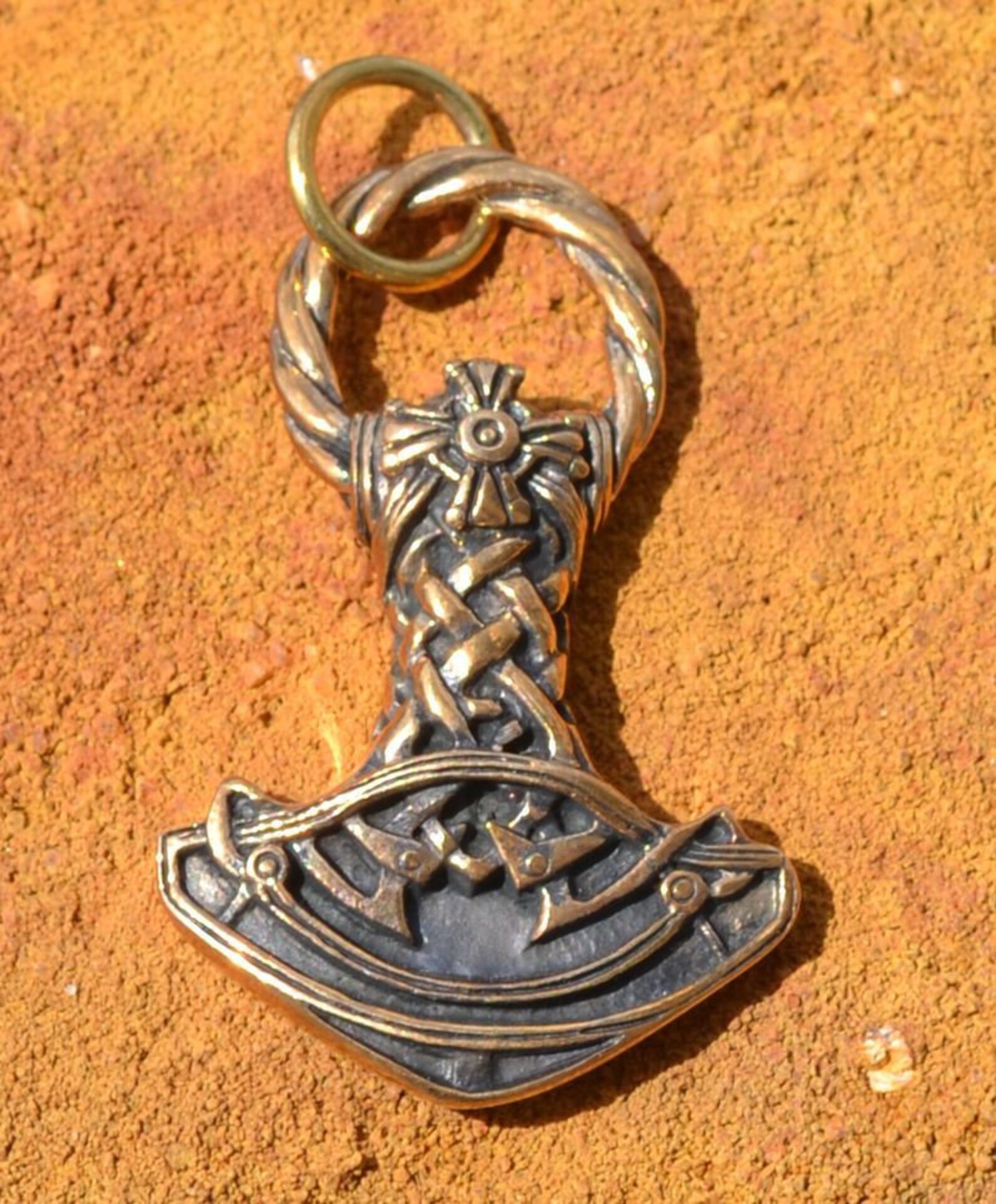 Thor's HAMMER Bronze VIKING Pendant Charm Amulet Necklace Etsy