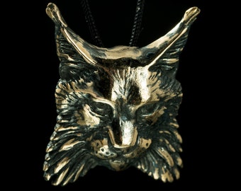 LYNX BRONZE PENDANT Wild Cat Wilderness Native Beast Animal Norse Goddess Freyja Chariot Jewelry Jewellery Necklace Nature Outdoor Hunting