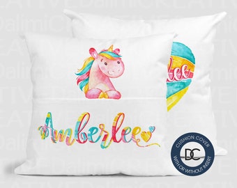 Unicorn Book Pocket Cushion Cover - Personalised Cushion Cover - Name Pillow - Personalised Pillow - Nursery Cushion Cover!