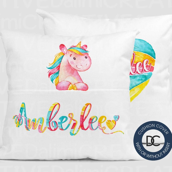 Unicorn Book Pocket Cushion Cover - Personalised Cushion Cover - Name Pillow - Personalised Pillow - Nursery Cushion Cover!