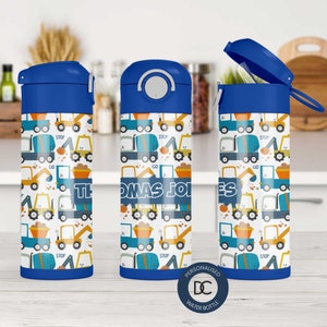 Personalised Thomas Constuction Kids 350ml Water Bottle - Digger Water Bottle - Kids School Drink Bottle - Personalised Water Bottle!