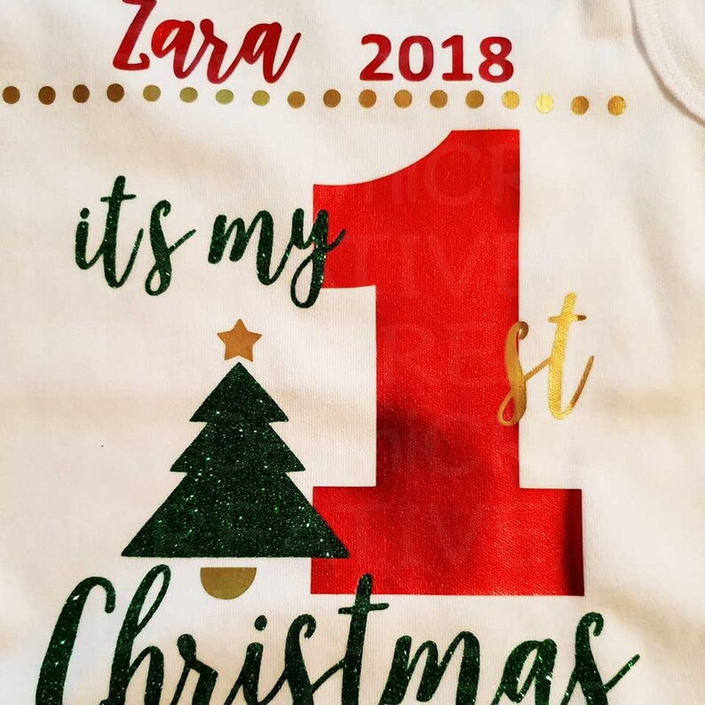 My First Christmas! Newborn Clothes Christmas Baby Bodysuit Babies First Christmas Onesie Bodysuit Glitter Vinyl Bodysuit