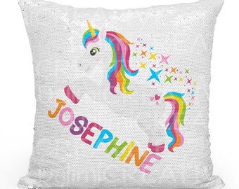 Unicorn Pillow Sequin Cushion Cover - Personalised Cushion Cover - Name Pillow - Unicorn Pillow!