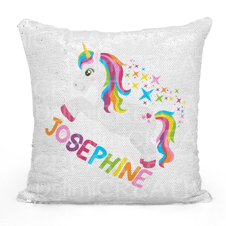 personalised unicorn sequin pillow