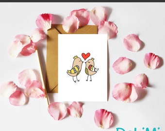 Valentine's Card - Anniversary - Romantic - Just Because - Greeting Card - Love Birds!