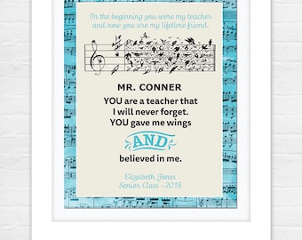 Teacher Appreciation Print - End of Year Teachers Gift - Personalised Teachers Gift - Music Teacher!