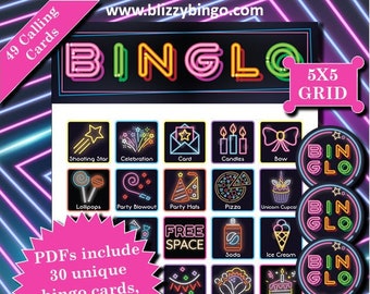 30 Binglo 5x5 Bingo Cards |  Instant Download  |  PDFs for Easy Printing  |  Calling Cards and Markers Included
