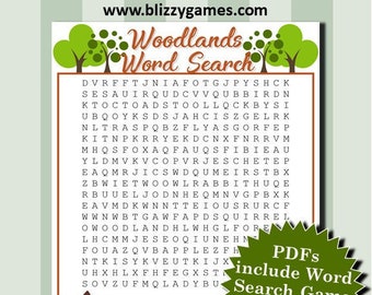 Woodlands Word Search PDF imprimables