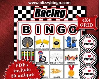Racing 4x4 Bingo printable PDFs contain everything you need to play Bingo.
