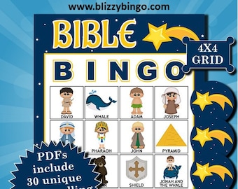 Bible 4x4 Bingo printable PDFs contain everything you need to play Bingo.