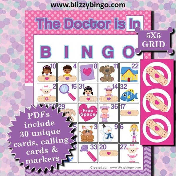 The Doctor is In 5x5 Bingo printable PDFs contain everything you need to play Bingo.