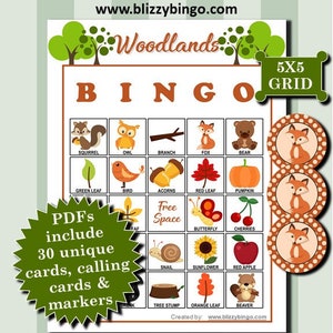 Woodlands 5x5 Bingo Printable Pdfs Contain Everything You Need to Play ...