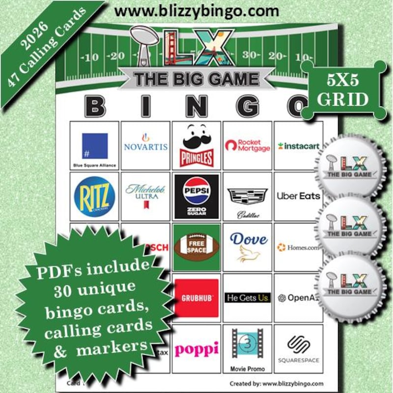 Superbowl 2026 Printable Etsy UK