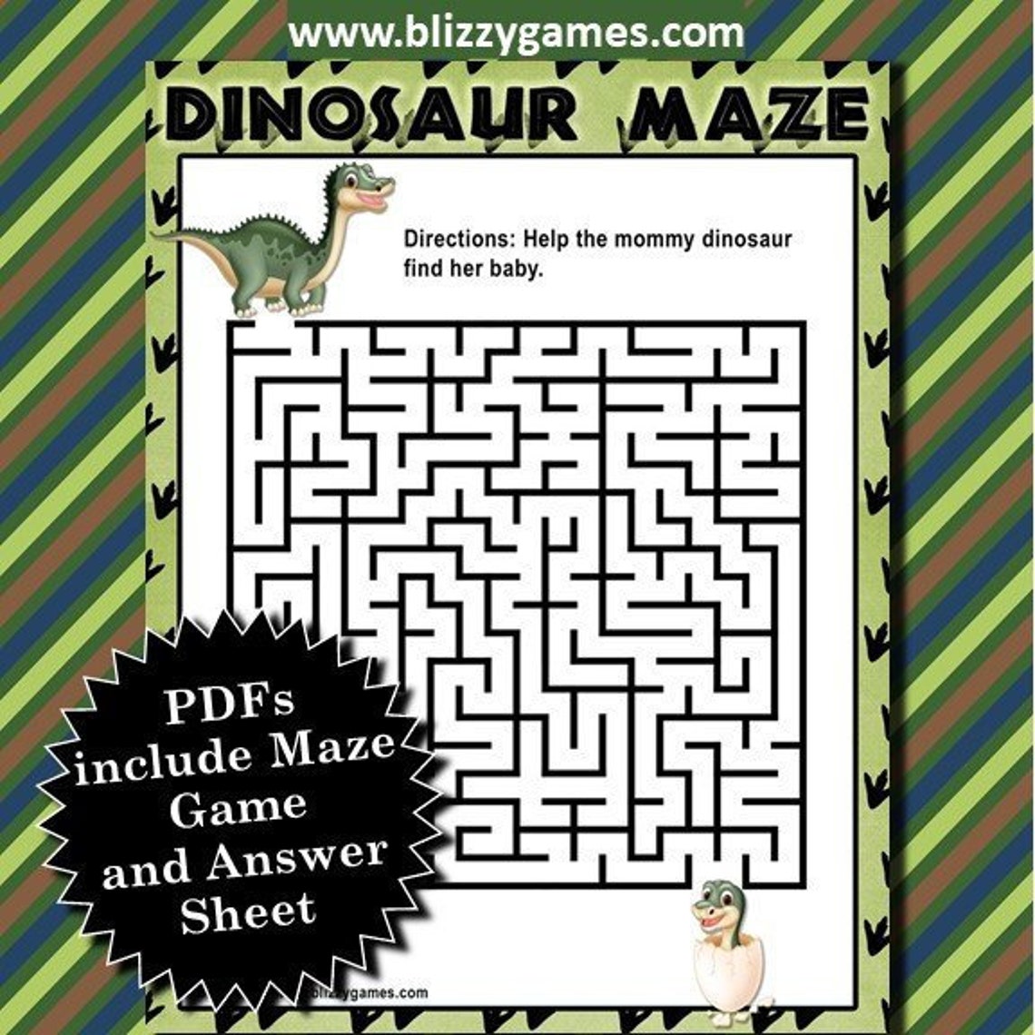 Dinosaur Maze Printable Pdfs Etsy