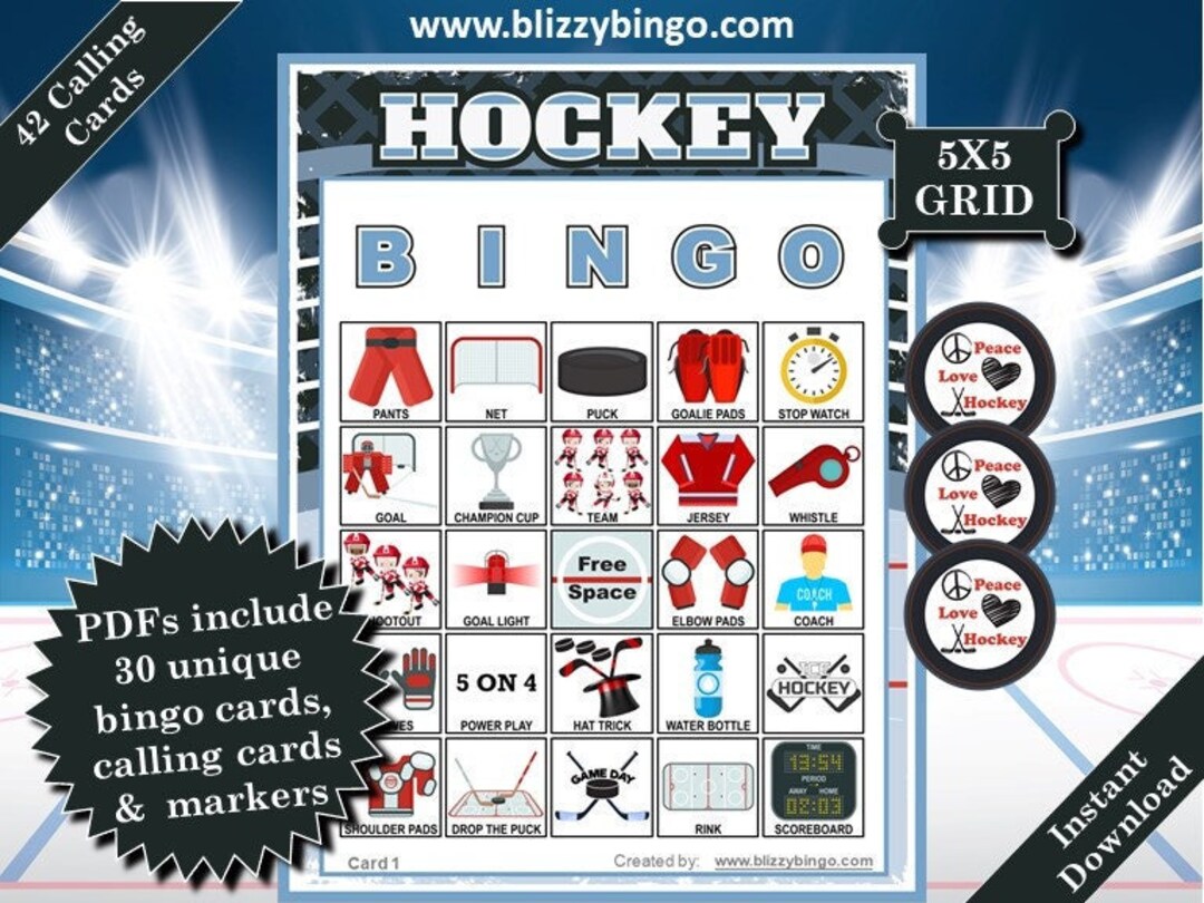 30 Hockey 5x5 Bingo Cards | Instant Download | Pdfs for Easy Printing ...