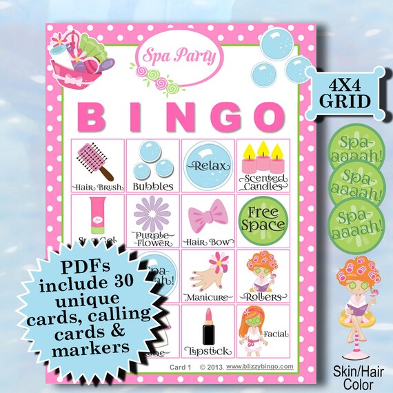 Spa Bingo Free Printable Spa Bingo Free Printable