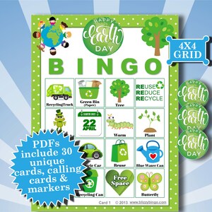 EARTH DAY 4x4 Bingo printable PDFs contain everything you need to play Bingo.