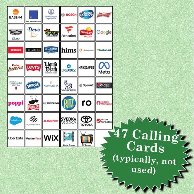 2026 Big Game Commercial Bingo (30 Cards) – Printable Party Game ...