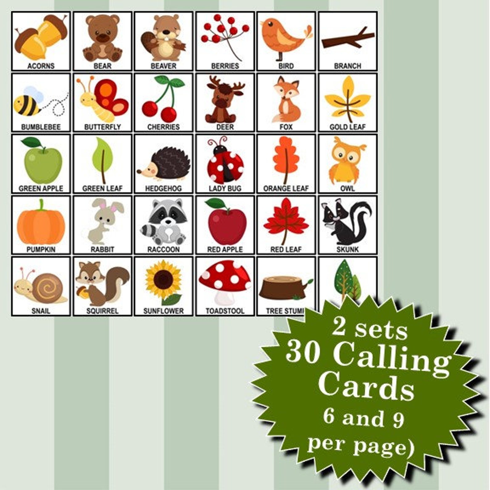 Woodlands 5x5 Bingo Printable Pdfs Contain Everything You Need - Etsy