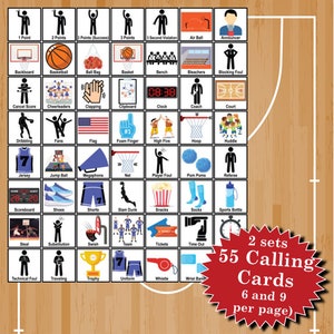 60 cartes de bingo 5 x 5 Basketball V2 Téléchargement instantané PDF pour une impression facile Cartes de visite et marqueurs inclus image 3