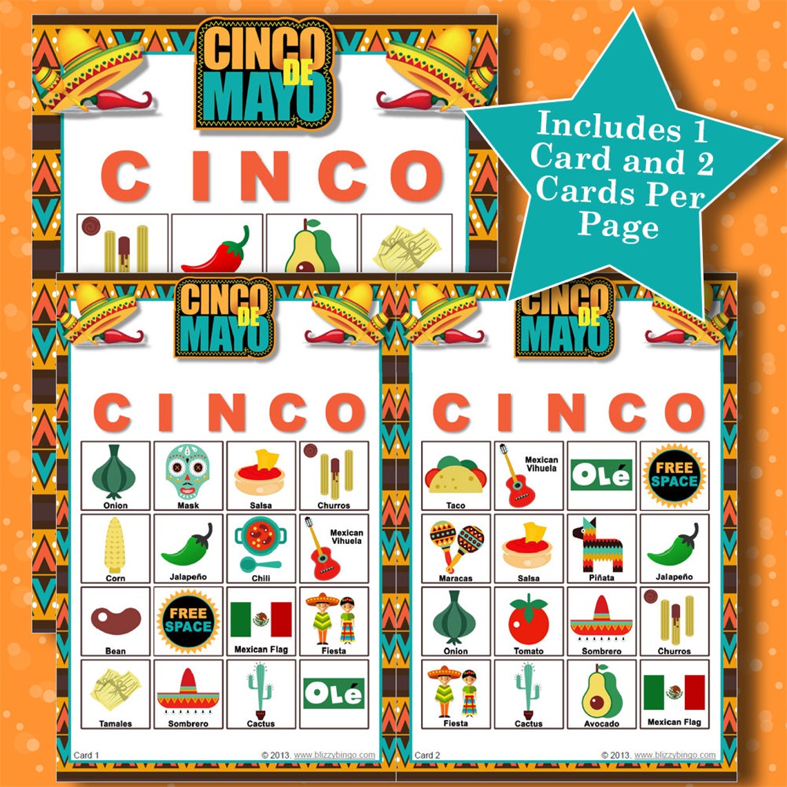 CINCO DE MAYO 4x4 Bingo Printable PDFs Contain Everything You Etsy