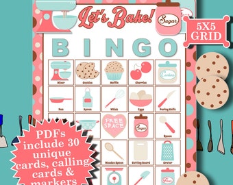 LET&#39;S BAKE 5x5 Bingo printable PDFs contain everything you need to play Bingo.