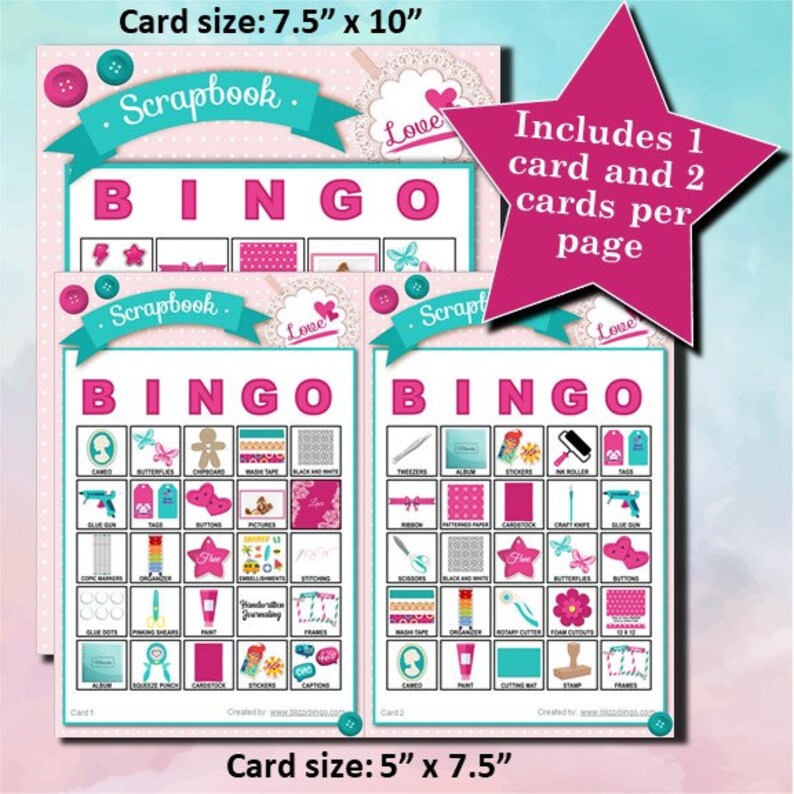 30 Scrapbook 5x5 Bingo Cards Instant Download Pdfs for Etsy