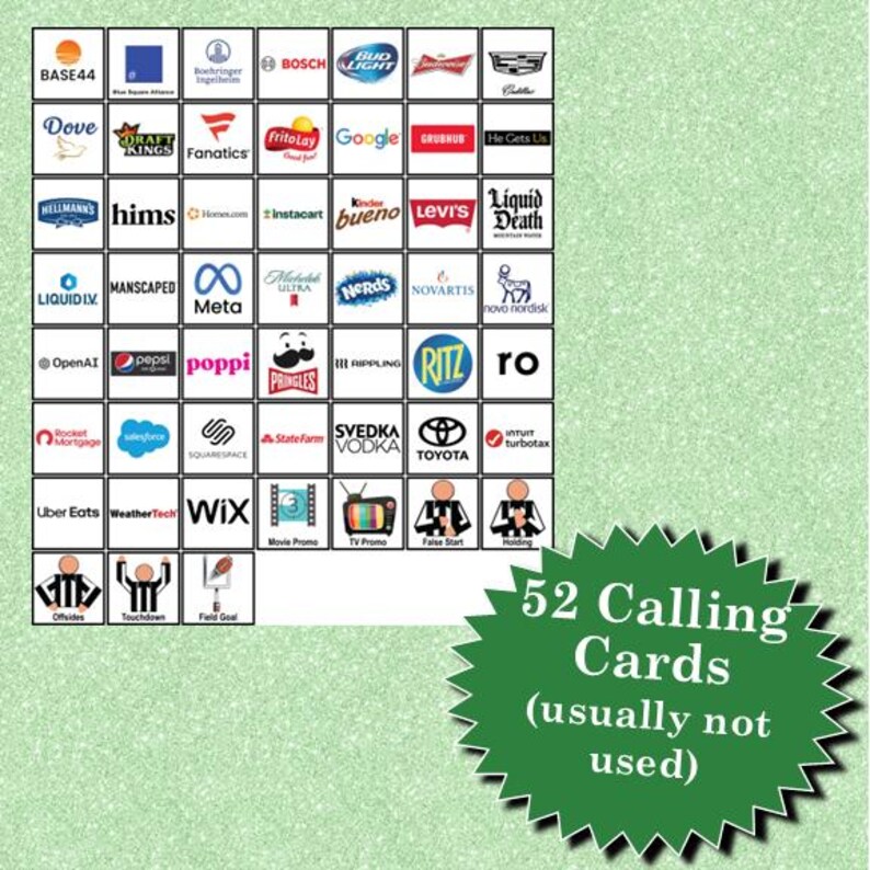 2026 Big Game Commercial + Plays Bingo (30 Cards) – Printable Party ...