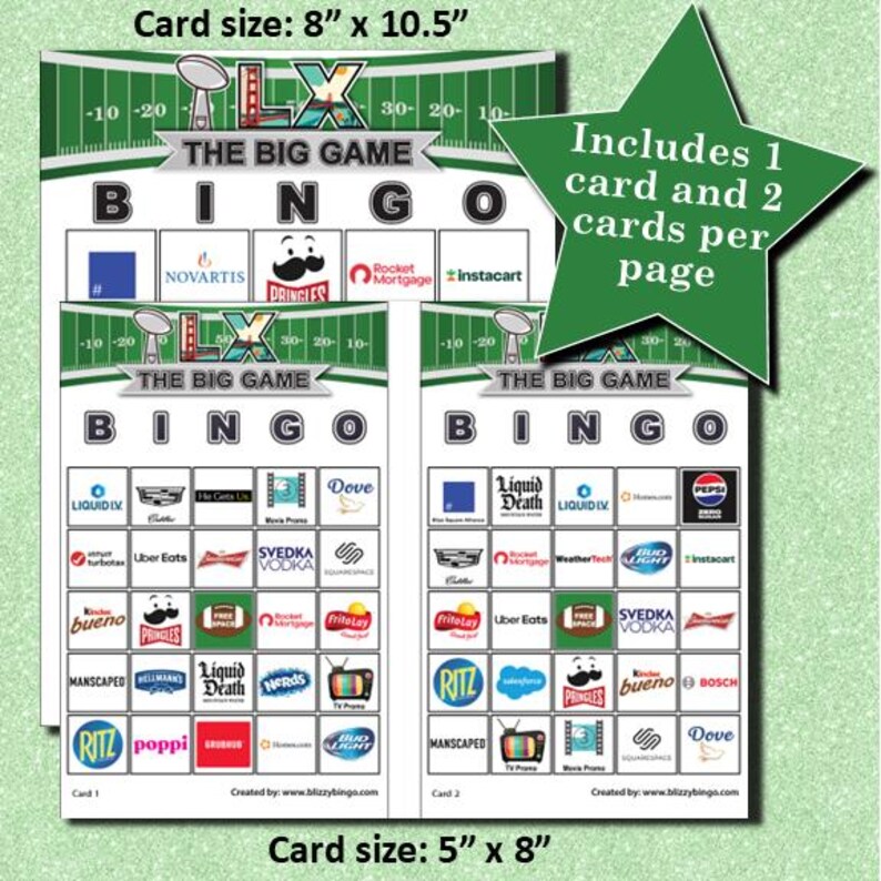 2026 Big Game Commercial Bingo (30 Cards) – Printable Party Game ...