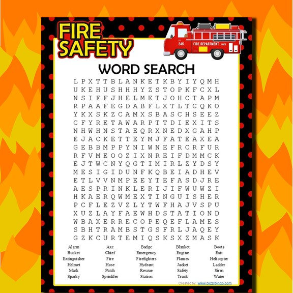 Fire Safety Word Search Printable PDF | Etsy