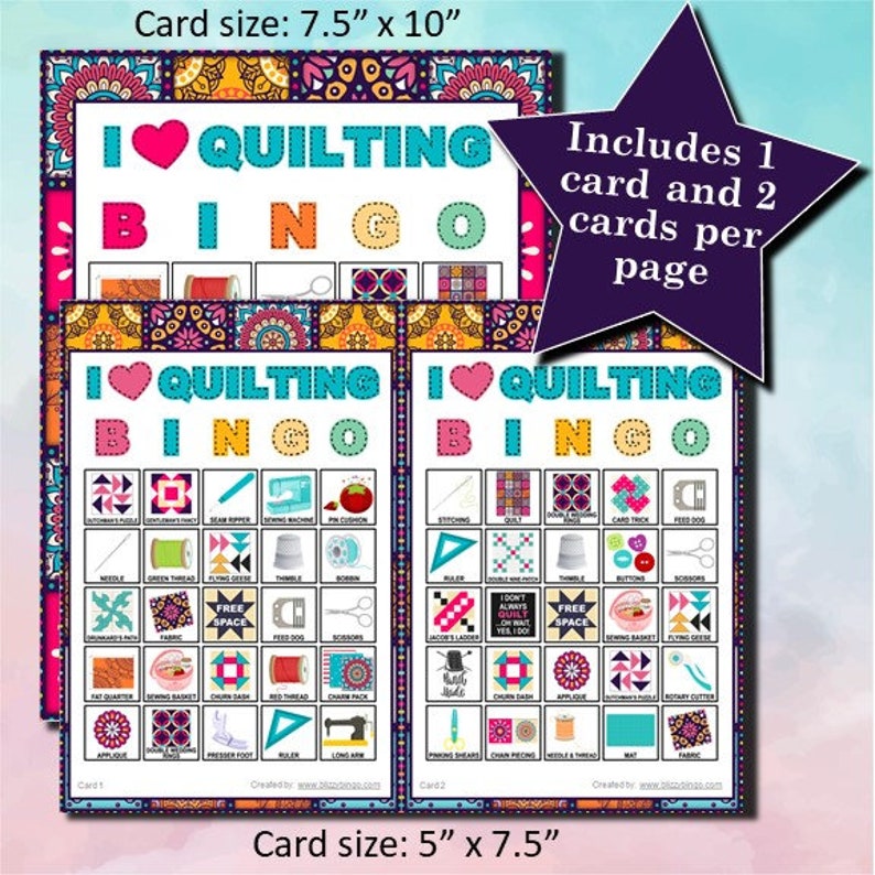 30 Quilting 5x5 Bingo Cards Instant Download PDFs for Easy Printing Calling Cards and Markers Included image 2