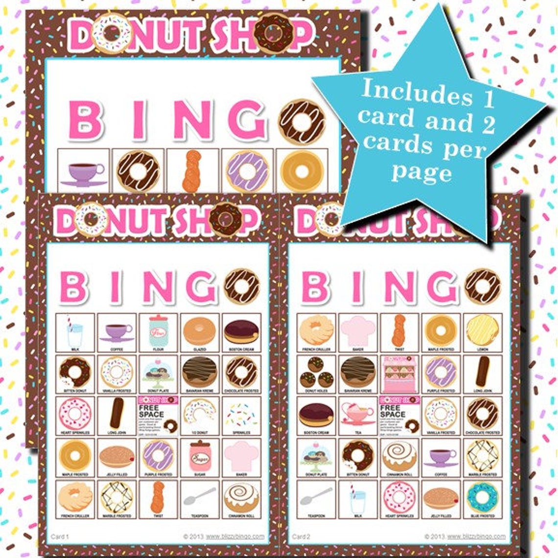 Donut Shop 5x5 Bingo Printable Pdfs Contain Everything You - Etsy