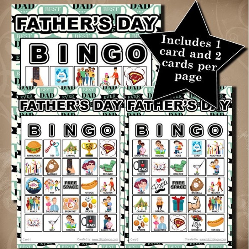 Father's Day 5x5 Bingo Printable Pdfs Contain Everything - Etsy