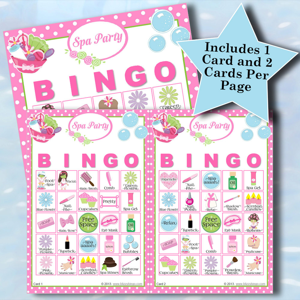 SPA PARTY 5x5 Bingo printable PDFs contain everything you need | Etsy