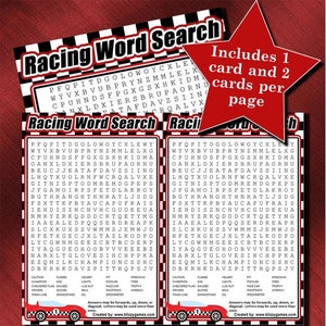 Free Printable Word Search Motorcycles Race Cars