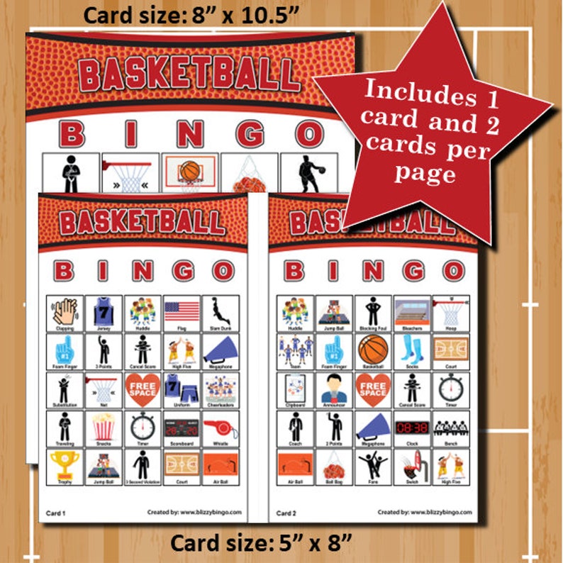 60 cartes de bingo 5 x 5 Basketball V2 Téléchargement instantané PDF pour une impression facile Cartes de visite et marqueurs inclus image 2