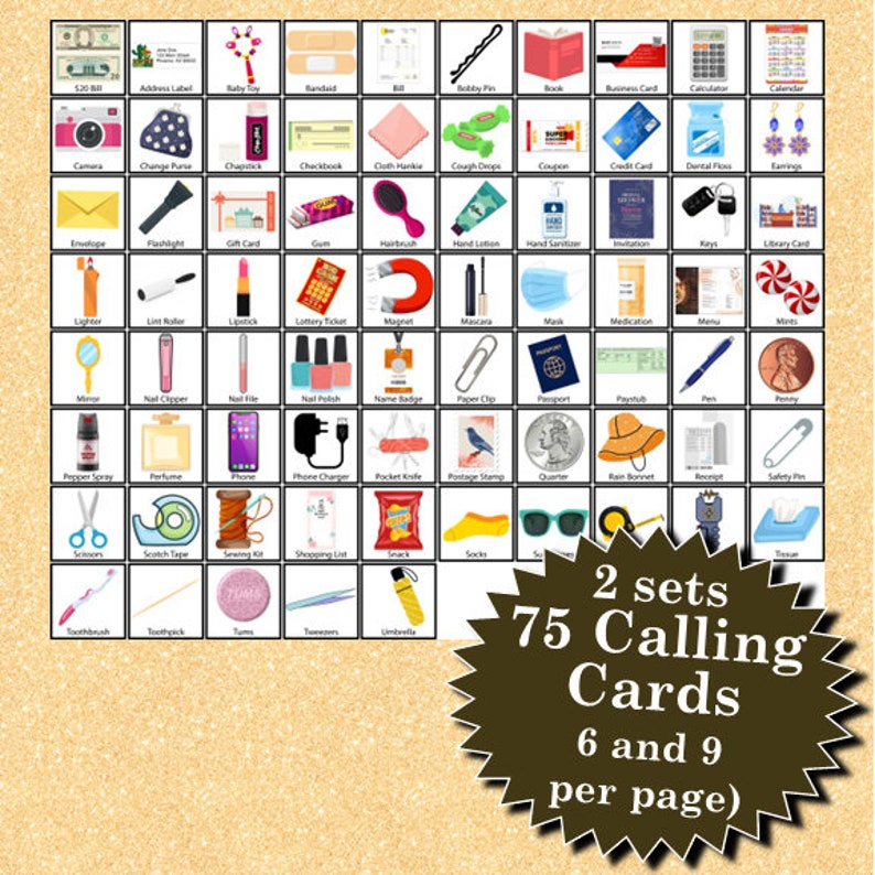 What's in Your Purse 30 5x5 Bingo Cards Instant Etsy
