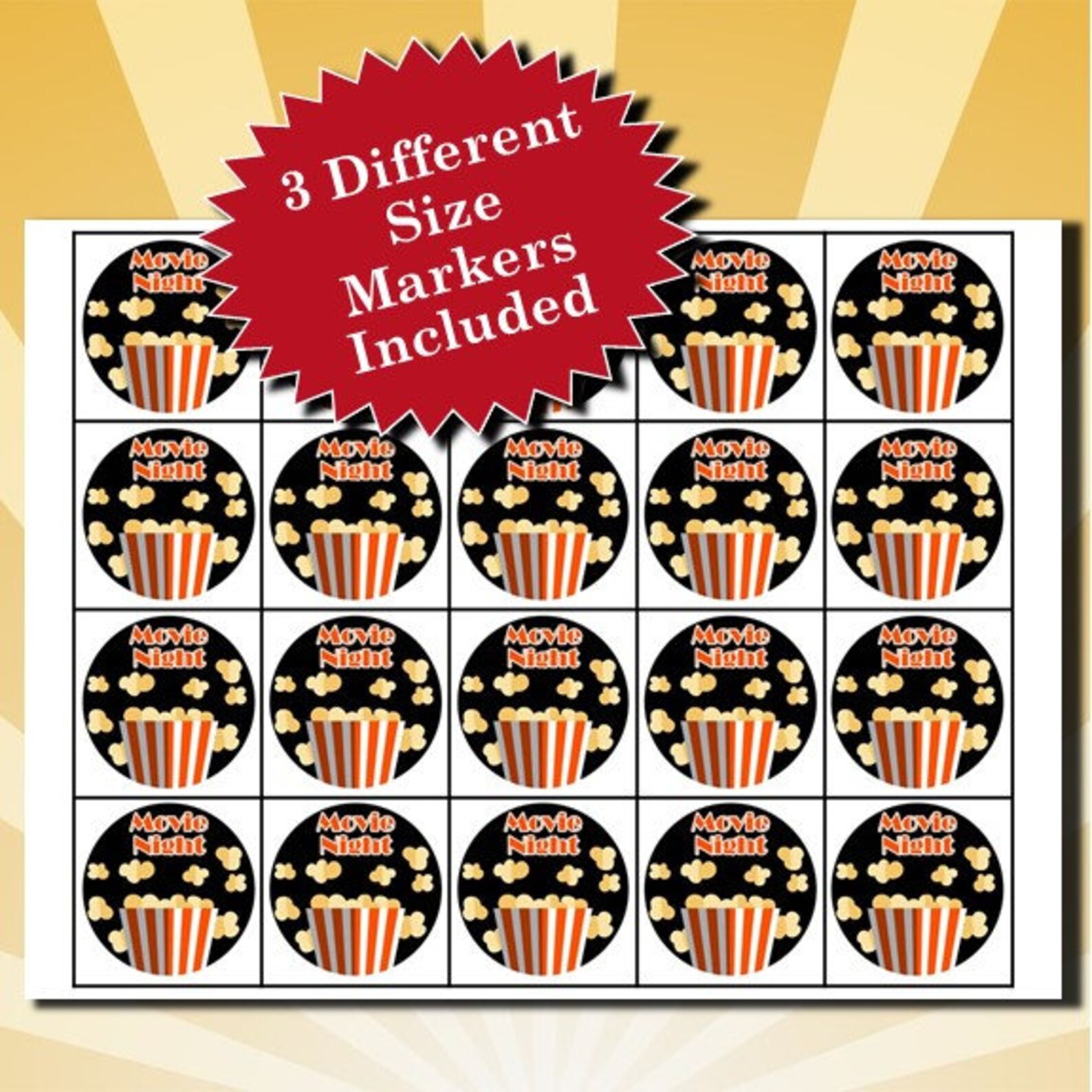 Movie Night Part II 5x5 Bingo printable PDFs contain | Etsy
